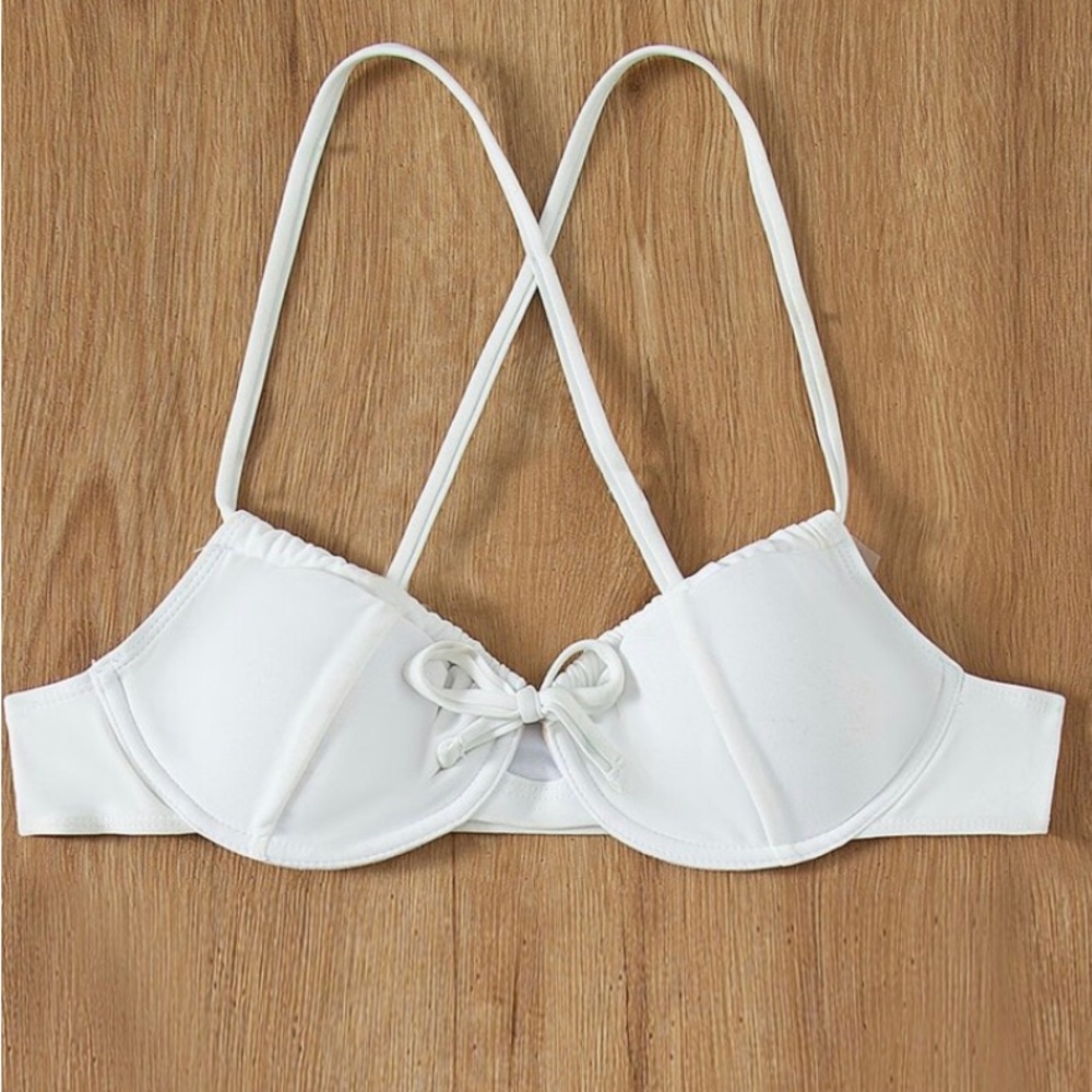 white wired push-up bathing suit top